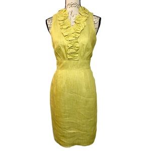 NWT Taylor Dress Women’s Ruffle Sheath Knee High Dress Size 6 Mustard Yellow